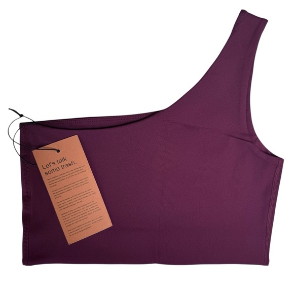 NWT Girlfriend Collective Bianca One Shoulder Bra, Plum, Size S - Picture 7 of 7